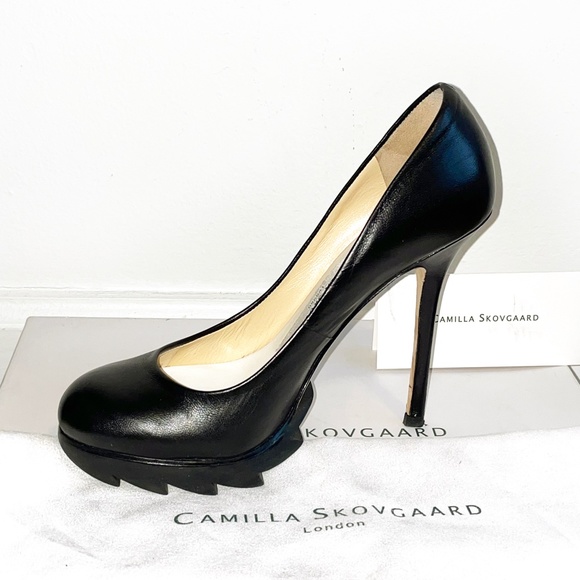 Camilla Skovgaard Leather Pumps, with Stiletto Heels and Saw Platforms - Picture 9 of 13